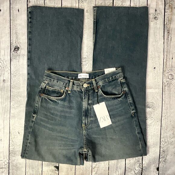 ZARA Wide Leg High Rise Full Length Jeans - Picture 1 of 7